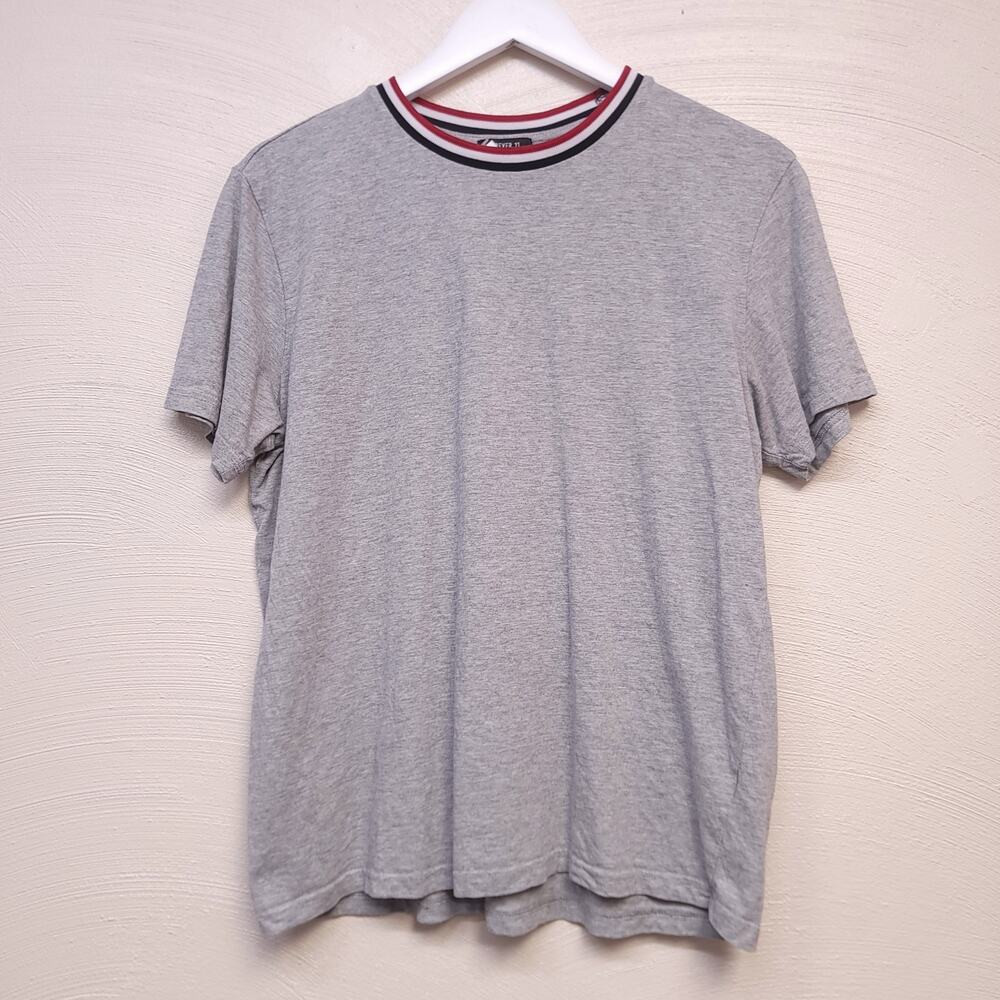 Forever 21 Tshirt Mens Medium Shirt Gray Ringer T Basic Shirt Red Black